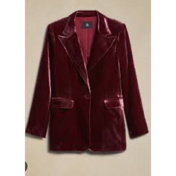 Banana Republic Plus Alyse Velvet Blazer Red Madder Size 16 - Picture 1 of 13